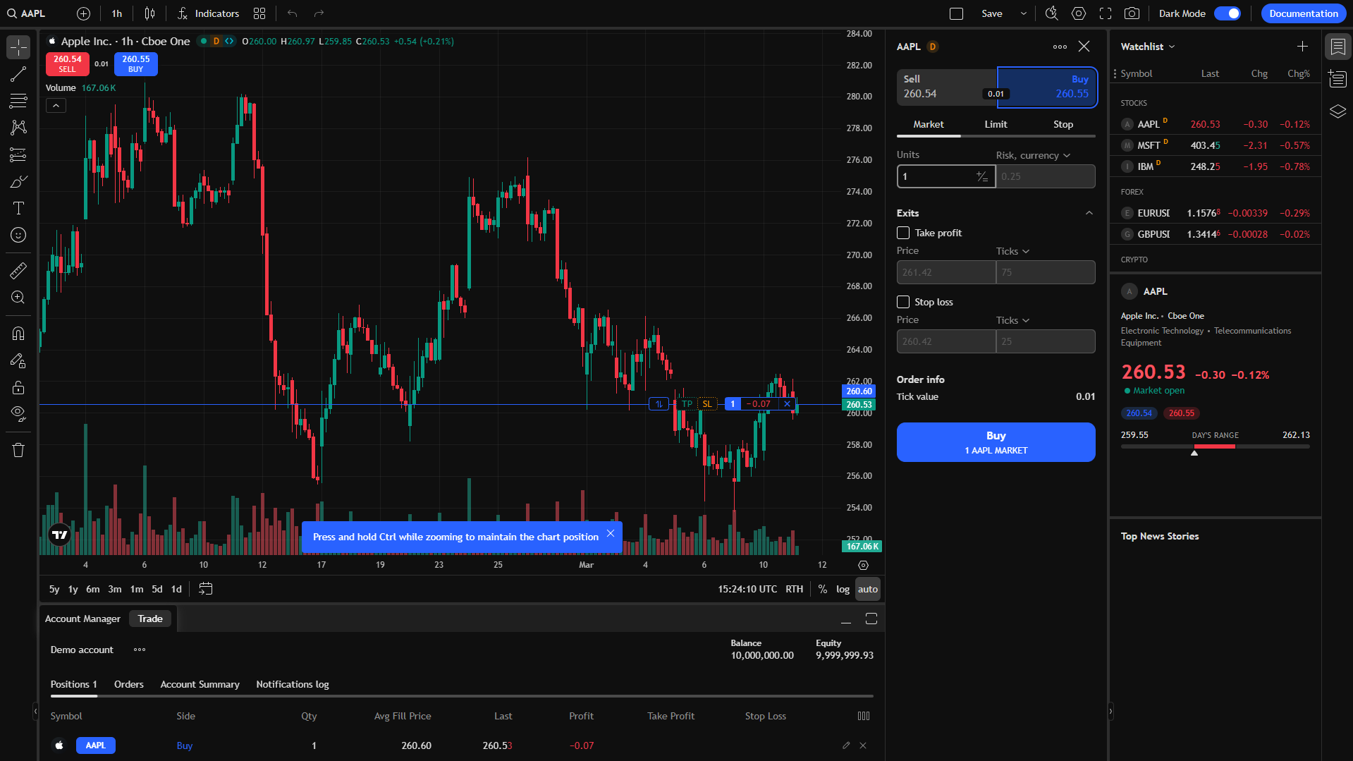 TradingView — Trading Platform (dark)